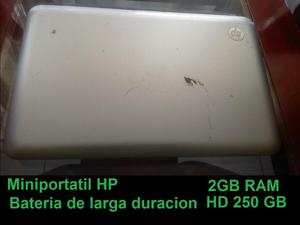 Miniportatil HP 250gb HD 2gb ram Bateria doble y cargador