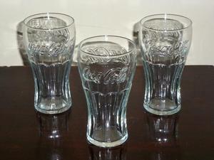 3 Vasos de Vidrio de Cocacola Coleccionables