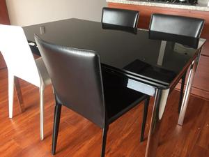 Juego de comedor Tugó con 4 sillas Expandible Hasta 8