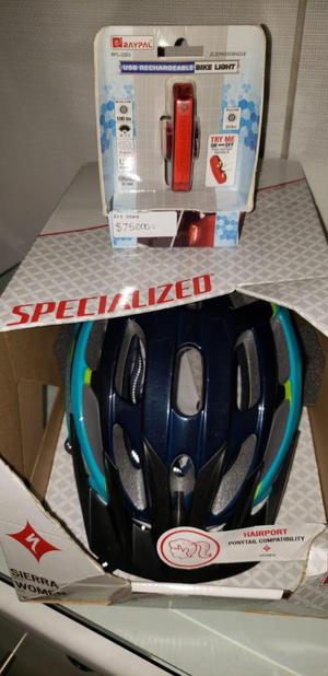 Casco Specialized y luz led nocturna