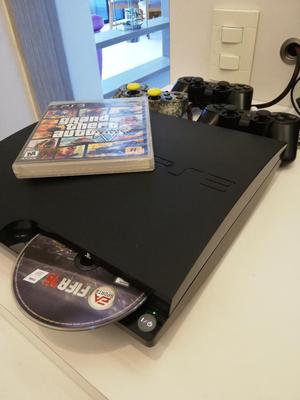 Ps 3slim 160gb +3x Controles+gta5.fifa16