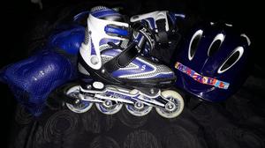 Vendo patines marca blades color azul con casco y