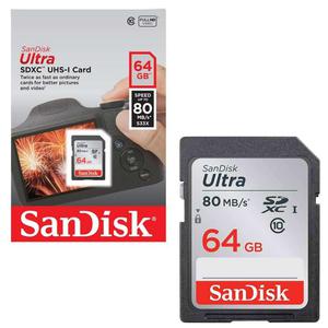 Memoria Sandisk Sd Ultra 64 Gb 80 Mb/seg Sdxc Uhsi