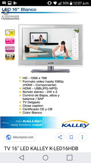 Se Vende Tv Kalley 16 Blanco Casi Nuevo