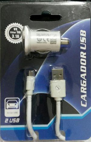 Cargador Carro 2 Puertos USB 3.1 Amperios