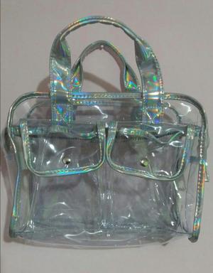 Bolso plateado transparente