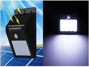 Lámpara De Exterior De 20 Led Con Sensor Y Panel Solar
