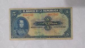 Billete Aniguo de 5 pesos de 