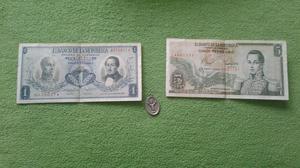 Billetes de 1 peso y 5 pesos