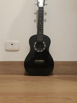 Ukelele Negro Mate con Decorado Blanco