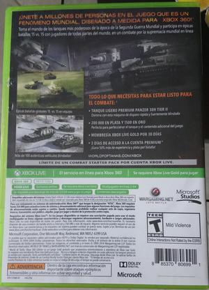 Juego Xbox 360 World Of Tanks