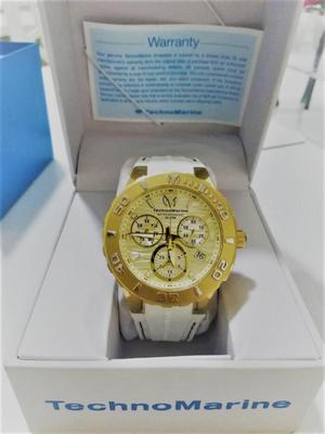 RELOJ TECHNOMARINE 20 ATM WATER RESISTANT BLANCO Y DORADO