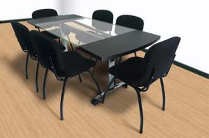 Combo mesa rectangular 6 sillas negras 🥇 | Posot Class