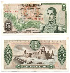 COLOMBIA. 5 PESOS.  DE ENVIO