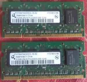 Memorias Ddr2 1gb 512x2 Portatil