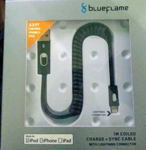 CABLE ESPIRAL BLUEFLAME CARGA RAPIDA PARA IPOD IPHONE IPAD