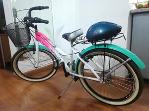 Bicicleta tipo turista, para niña color rosaverde con