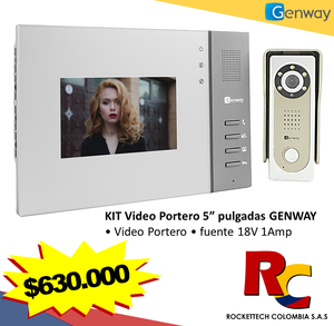 Kit Video Portero Genway display 5 Pulgadas fuente citófono