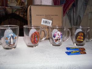 JUEGO DE POCILLOS RELIGIOSOS EN VIDRIO Set de cafe mugs