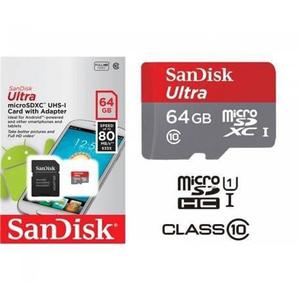 Memoria Micro Sd Sandisk 64g Clase 10 De 80mb/s Original