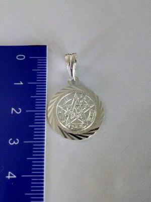 Dije Medalla Tetragramaton Pentagrama Plata 925 Median 00008