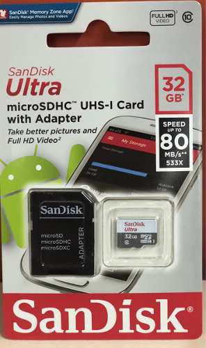 Micro Sd 32gb Clase 10 Speed 80 Sandisk Ultra