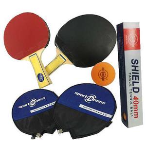 Raquetas Ping Pong Sportfitness Tennis + 6 Pelotas Shield
