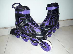 PATINES EN LINEA TALLA 35 A 38 NEGRO CON MORADO