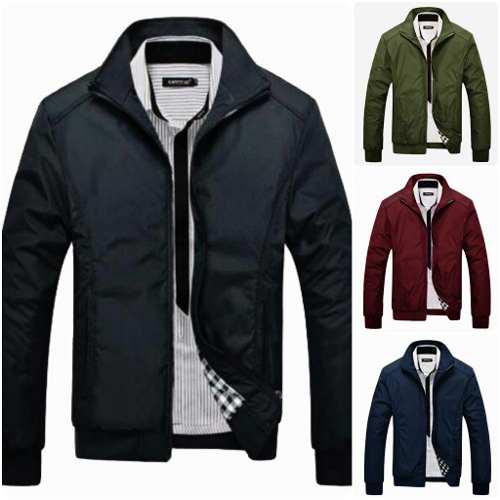 Chaqueta Hombre Cuello Slim Gamuza Rompe Vientos Calidad Fit