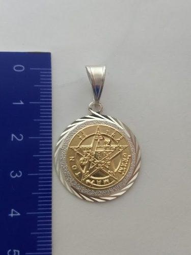 Dije Medalla Tetragramaton Pentagrama Plata/oro Grand 00007