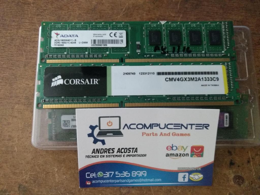 MEMORIAS RAM DDR3 4 GB  MHZ PC ESCRITORIO