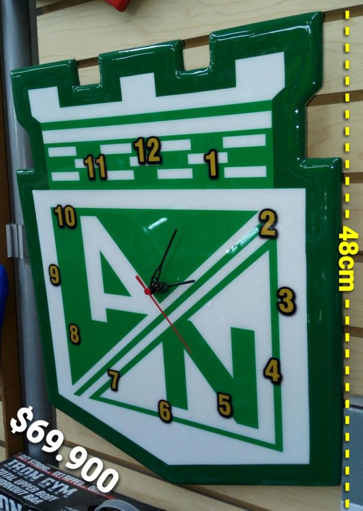 RELOJ DE PARED ATLETICO NACIONAL GRANDE 48CM