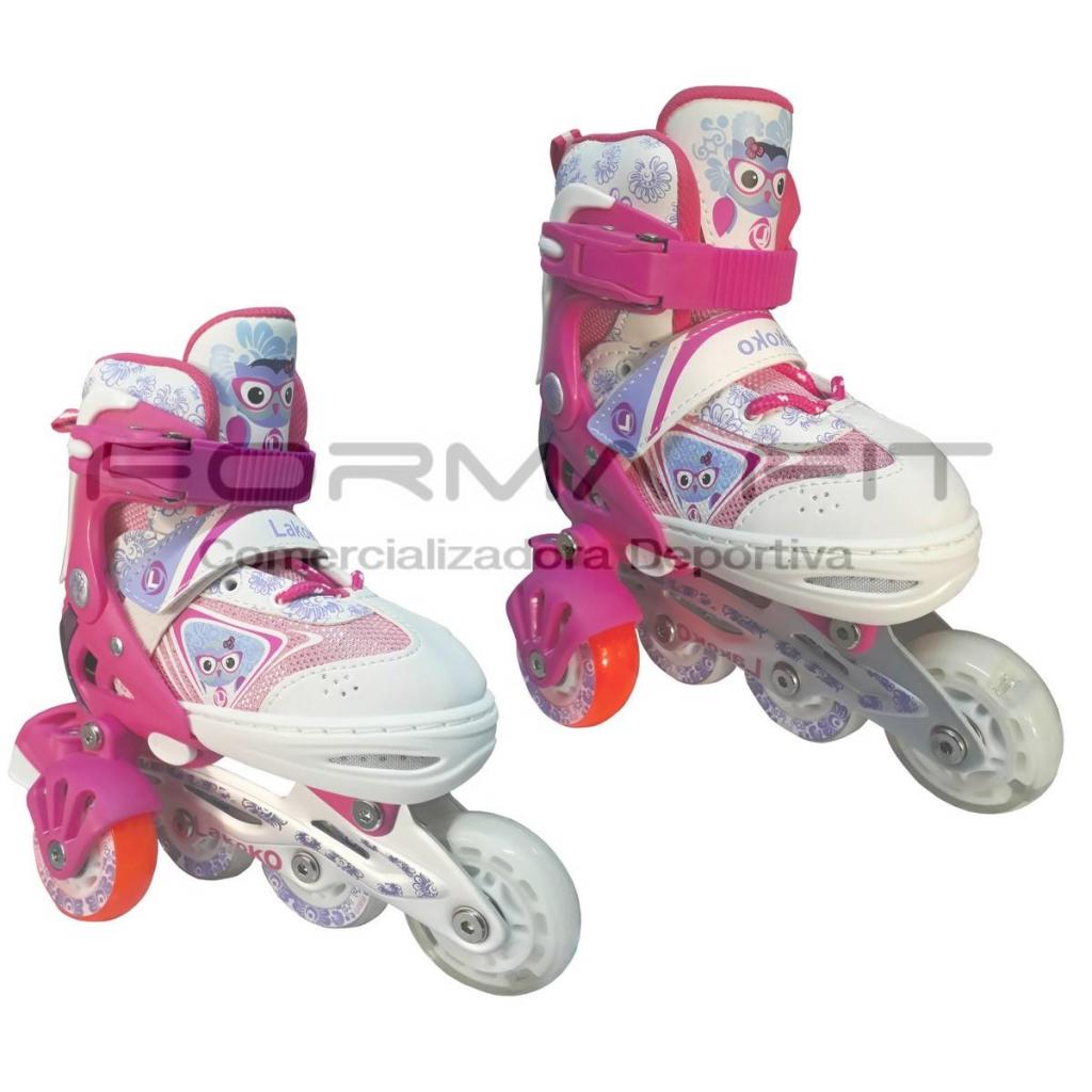 patines para princesa color rosa con auxiliares para