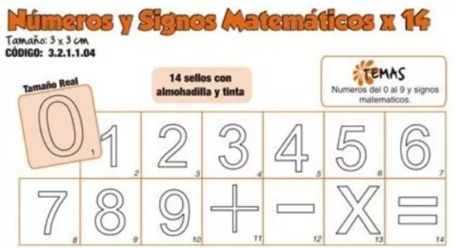 Sellos Didácticos Números Y Signos Matemáticos X 14