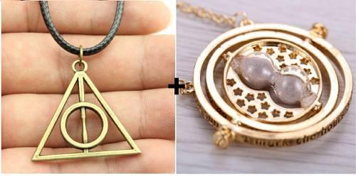 Harry Potter Collar Reliquias Muerte + Giratiempo
