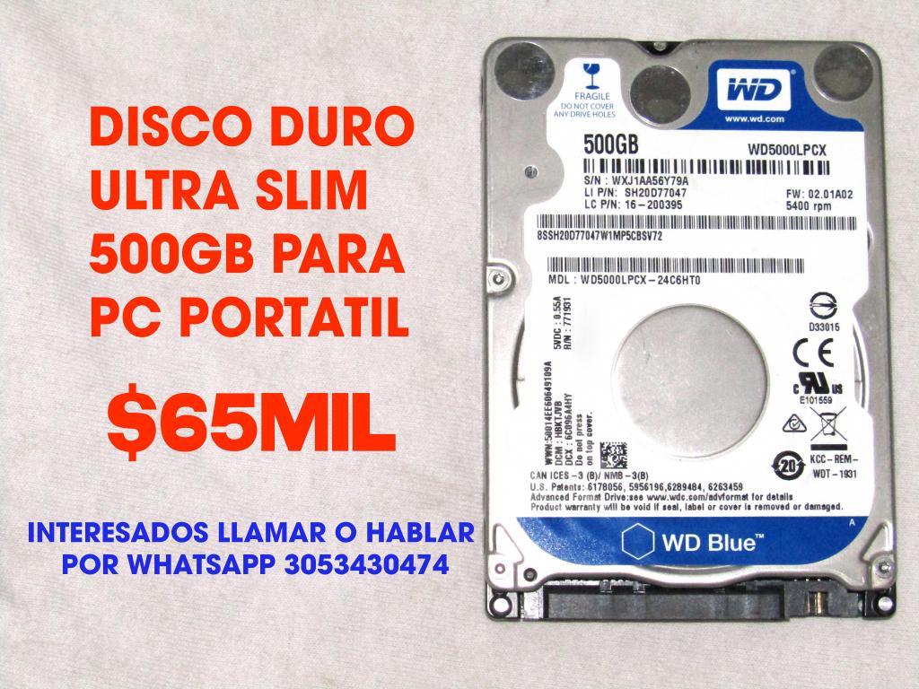 DISCO DURO 500GB ULTRA SLIM $65MIL