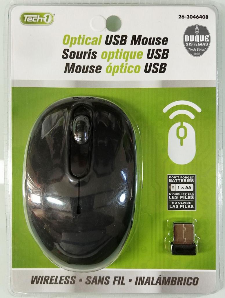 Tech1 Mouse Optico Inalámbrico Negro