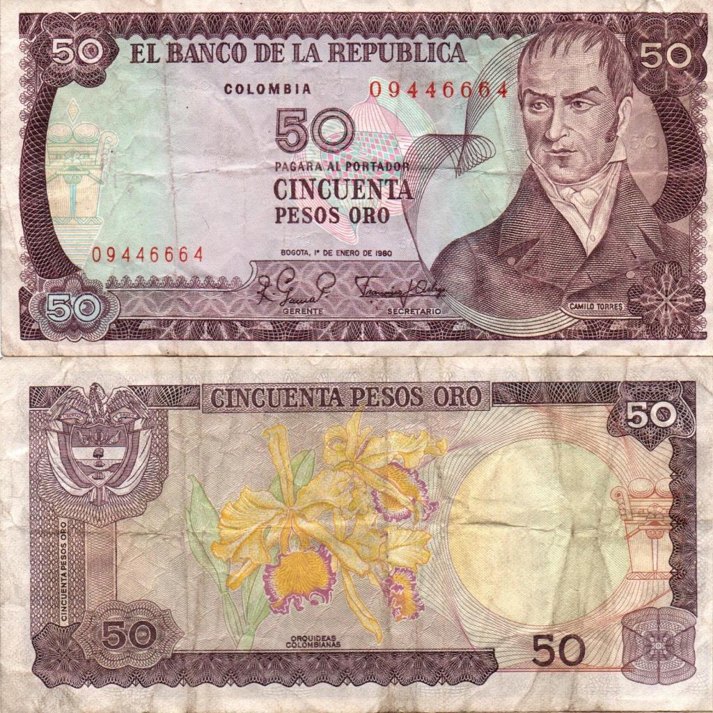 COLOMBIA. BILLETE. 50 PESOS.  ENE 01. ESTADO 6 DE 10.