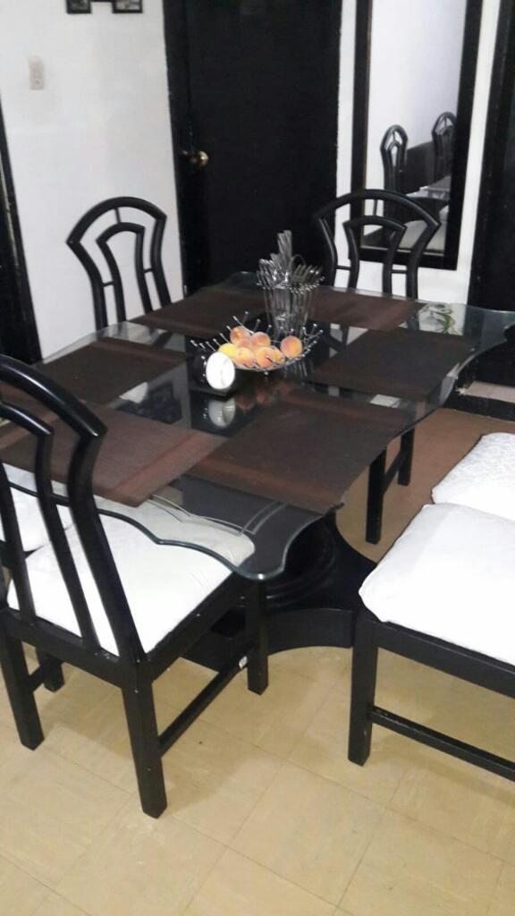 Comedor en Madera Y Vidrio Seis 6 Puesto