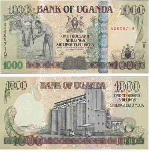 Billete Uganda 1000 Chelines 2009 Papel Moneda Unc