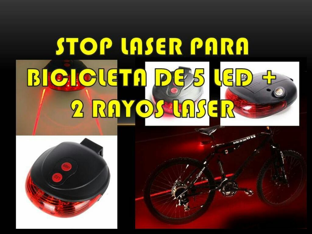 Stop Laser Bicicleta 5 Led Luz Pilas