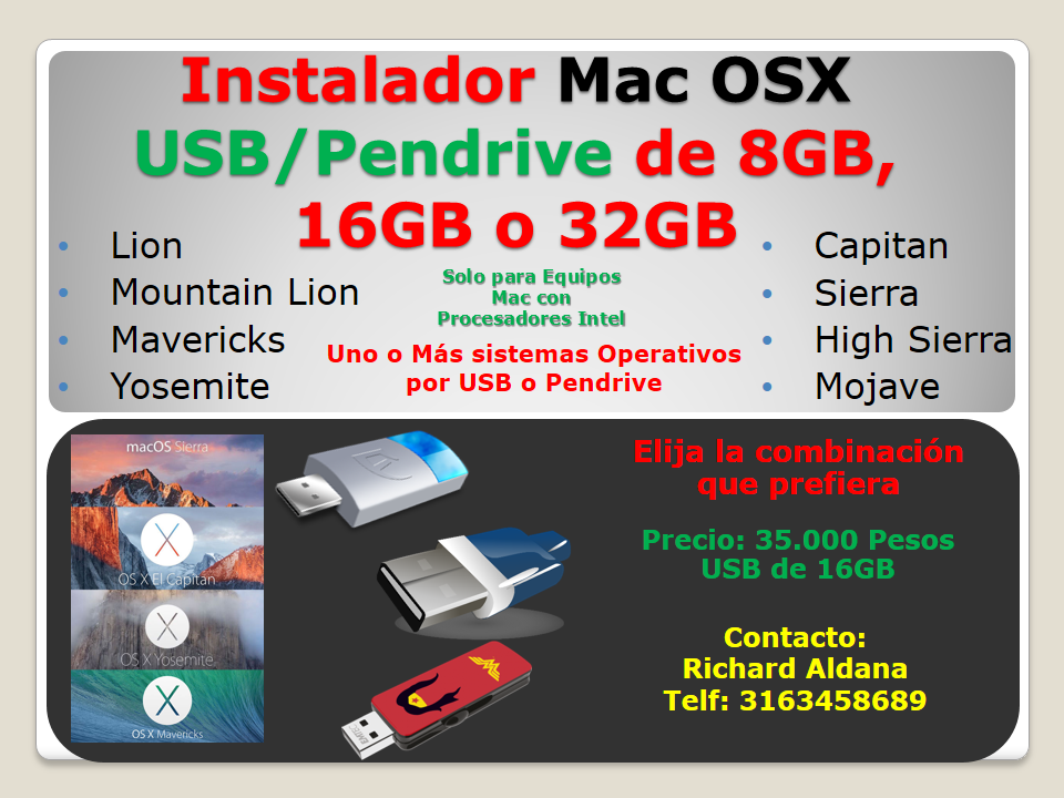 Pendrive  GB, Instalador Mac Osx Para Equipos