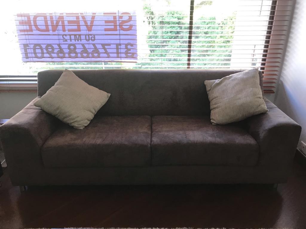 Sofa Cuero Gamuza 3 Puestos
