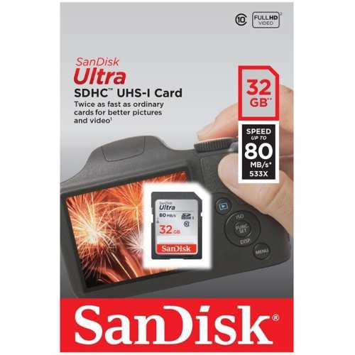 Memoria Sd Compacta Sandisk 32gb Original Clase 10 De 80mb/s