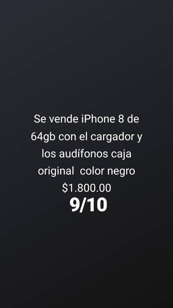 Se Vende iPhone 8 Color Negro