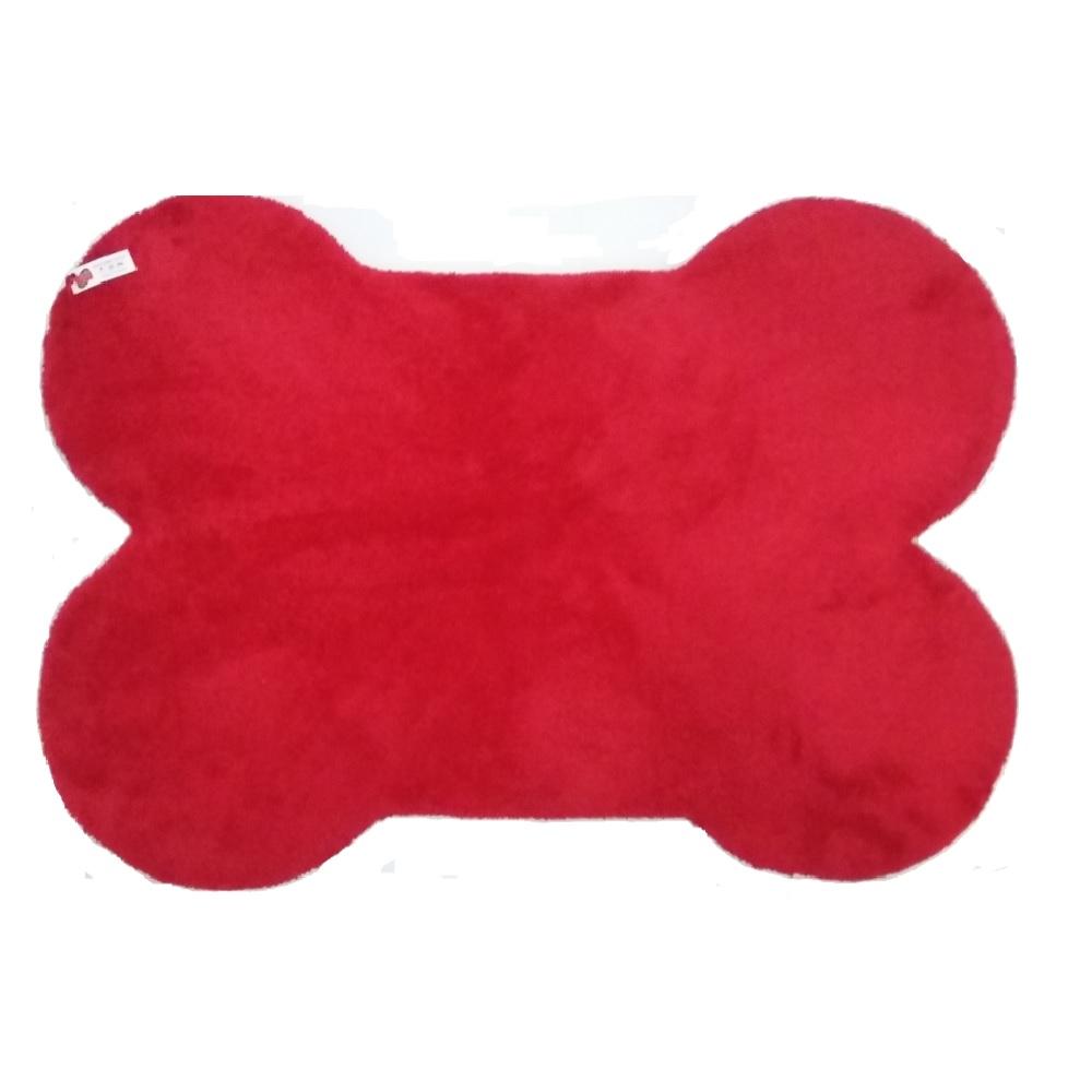 CAMA TAPETE PARA PERRO GRANDE EN FORMA DE HUESO ROJA