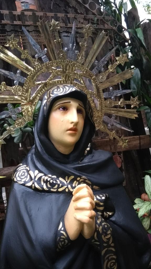 Virgen Dolorosa Antigua en Pasta Fibroni