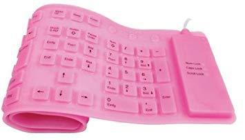 teclado USB flexible de silicona rosado