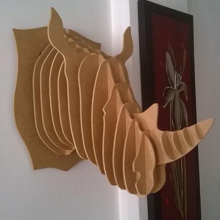 Cabeza trofeo Rompecabezas 3d Adorno de pared Rinoceronte