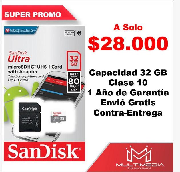 Memoria MicroSD SANDISK 32GB Clase 10